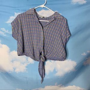 Pepa Loves - Blue Cropped Tie Front Top size Small